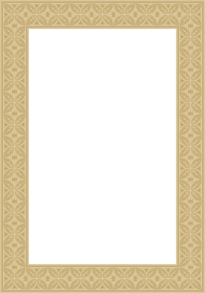 square gold ancient Russian ornament. Slavic rectangle, border, frame. Painting of the royal chambers. vector