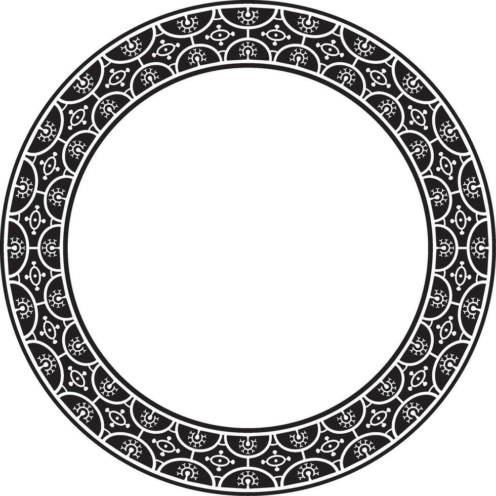 round black monochrome border, frame, Pompeii ring. Circle Neopolitan ornament. Art of Ancient Rome. vector