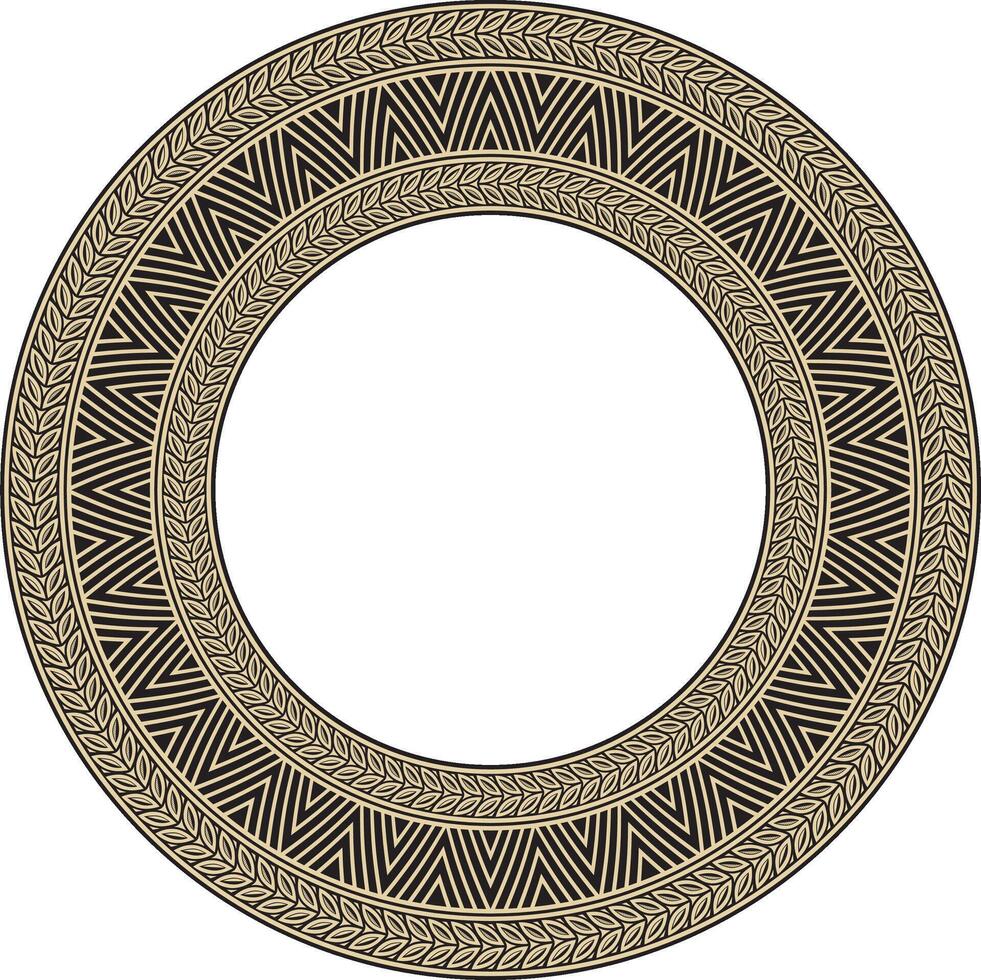 gold and black round Yakut ornament. Endless circle, border, frame of the northern peoples of the Far East. vector