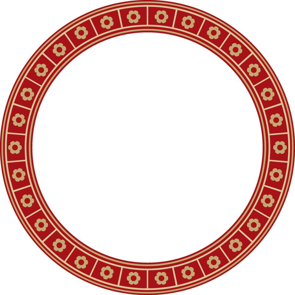 red and gold round gothic ornament. Medieval European circle, ring, border. Classic pattern of the Germans, Angles, Saxons, Franks. vector