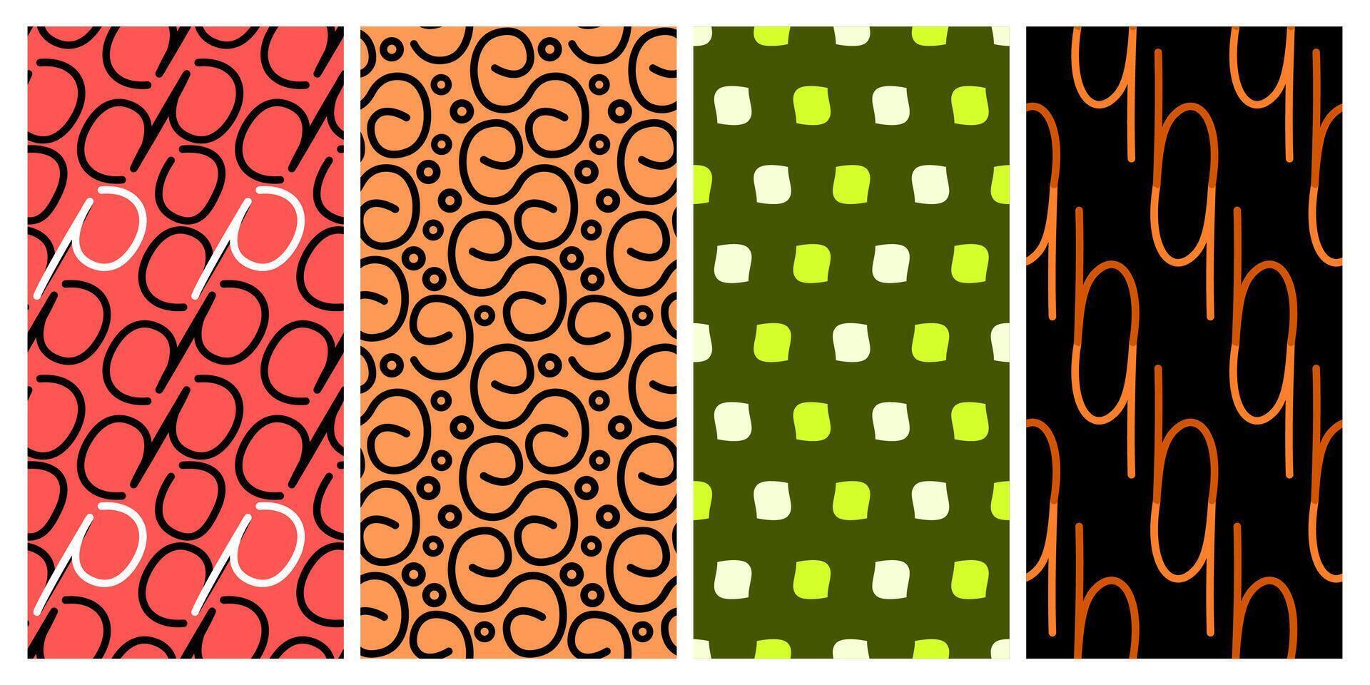 a collection of seamless patterns with an abstract theme that is rich in artistic value and attractive. suitable for application to fabric, paper, or displayed digitally vector