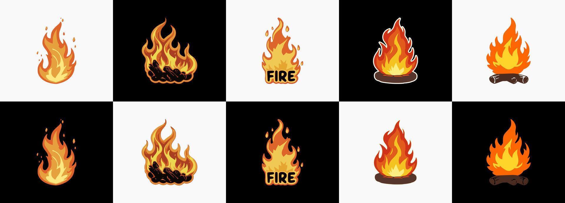 a collection of cute and adorable fire icons. Suitable for stickers, printed on cloth, paper and others vector