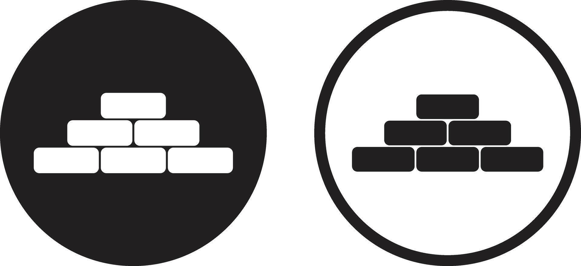Bricks icon set in two styles . Brick construction icon . Brick wall icon vector