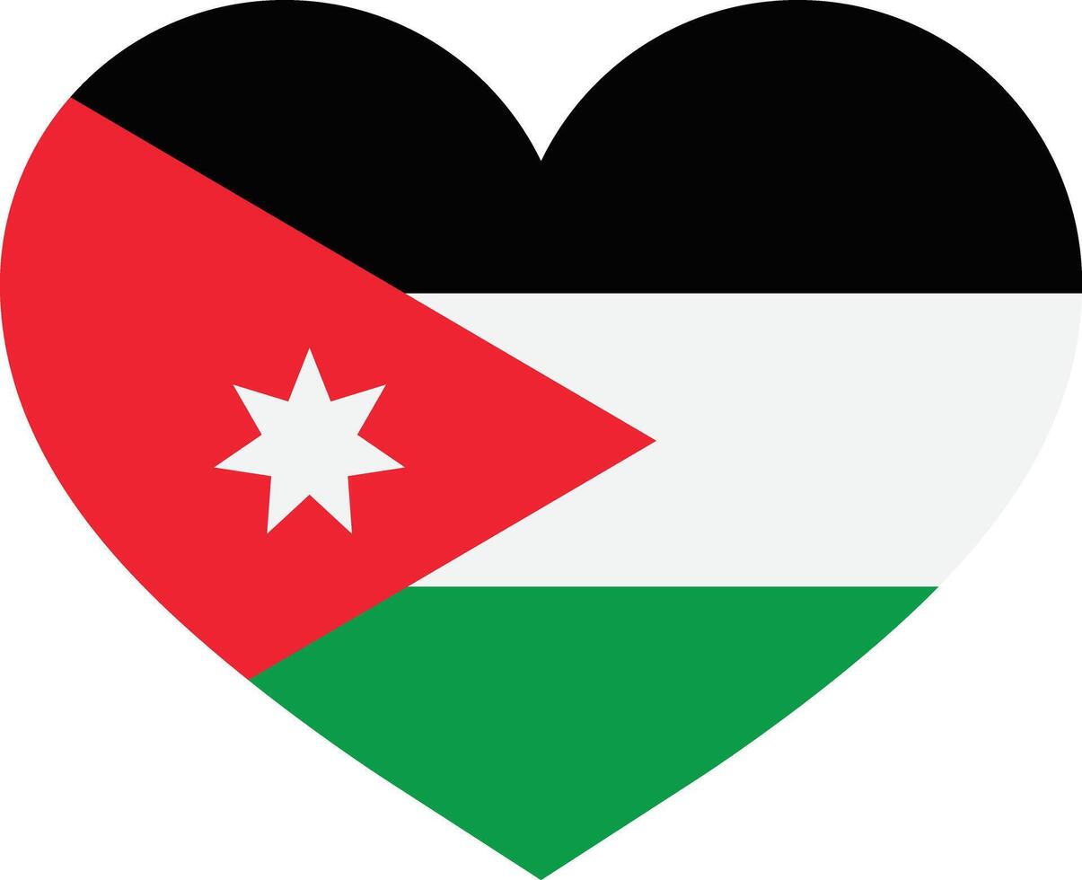 Jordan flag heart . Jordan flag in heart shape . Jordan love symbol . illustration vector