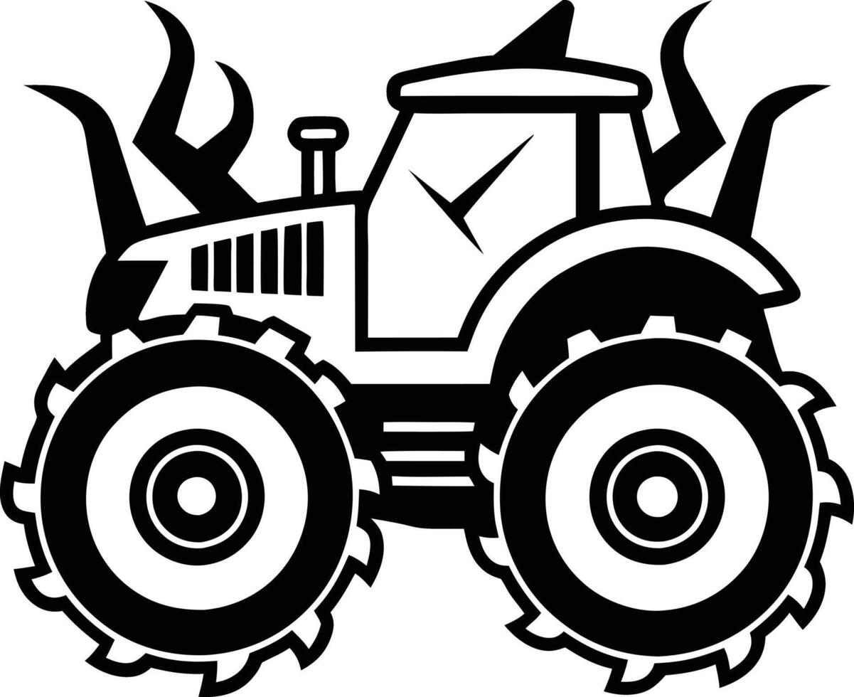 monster tractor line art illustration vector