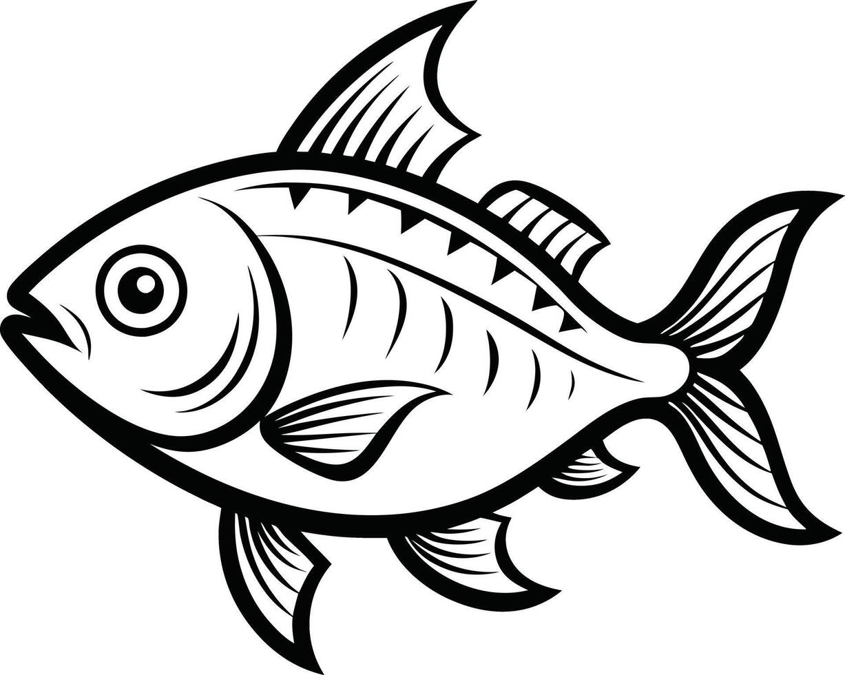 fish line art work with white background vector