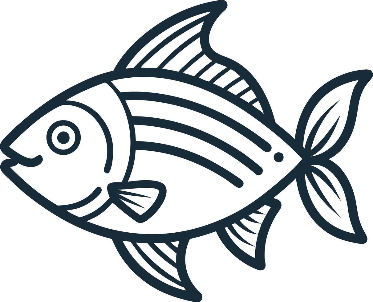 line art fish illustration vector