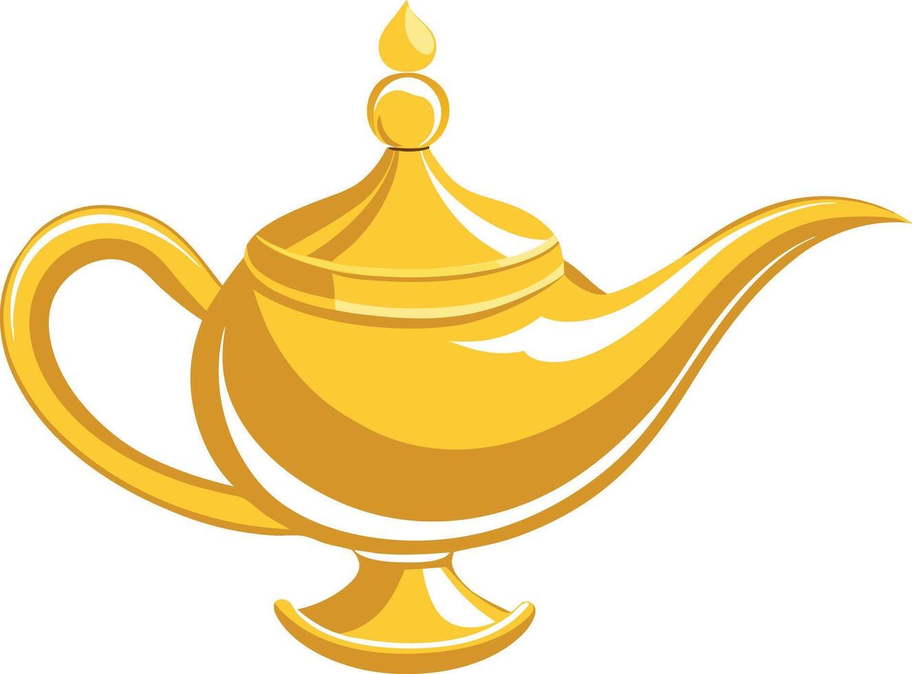 shiny gold fairy tales genie lamp line art style vector