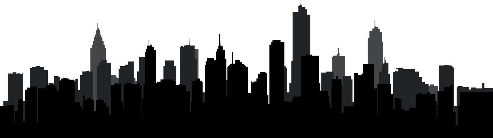 black and white city silhouette without background vector