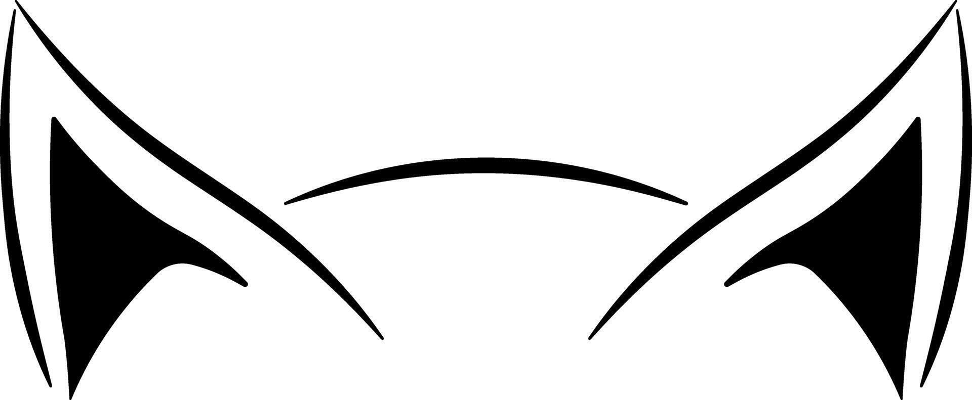 black and white cat ears without background vector