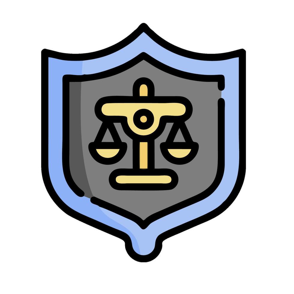 A shield with scales of justice and scales of justice icon vector