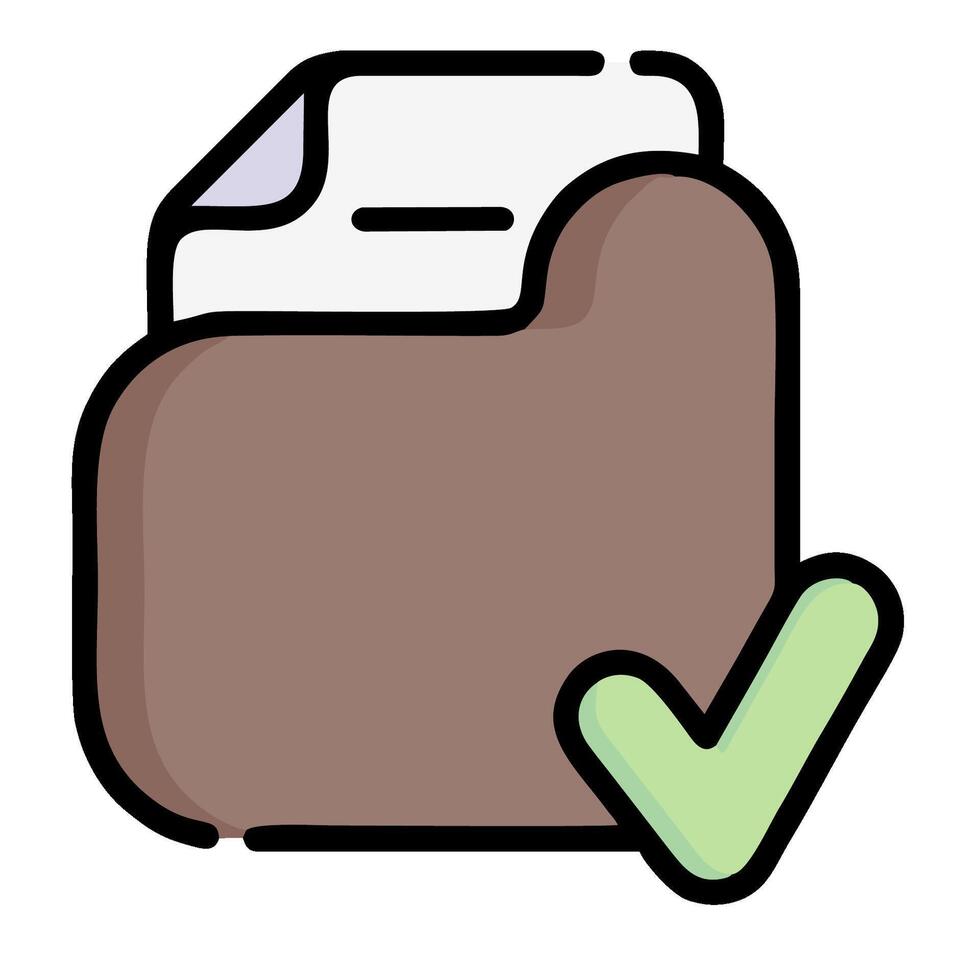 A folder with a tick and a paper document vector
