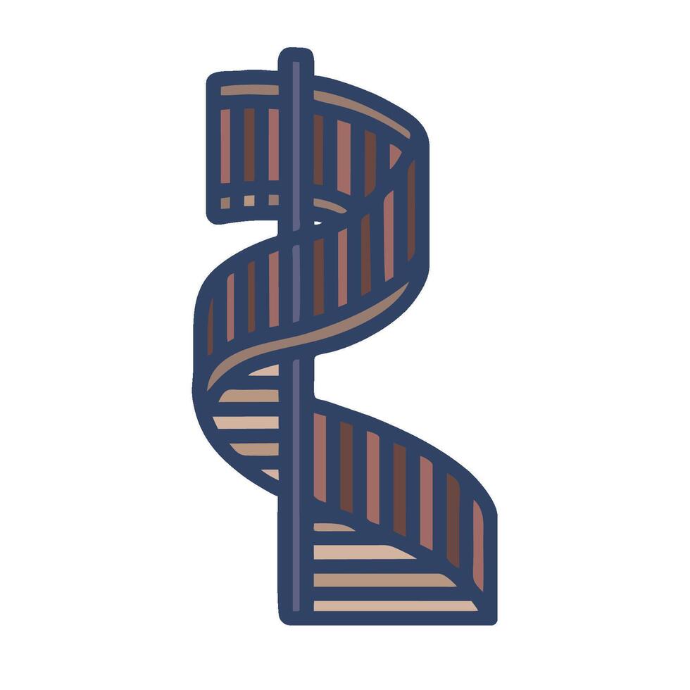 A spiral staircase with a wooden railing vector