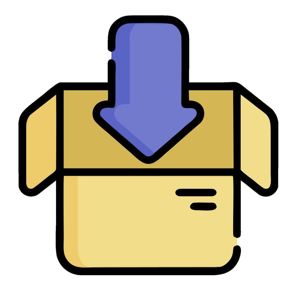A box with an arrow pointing out of it vector