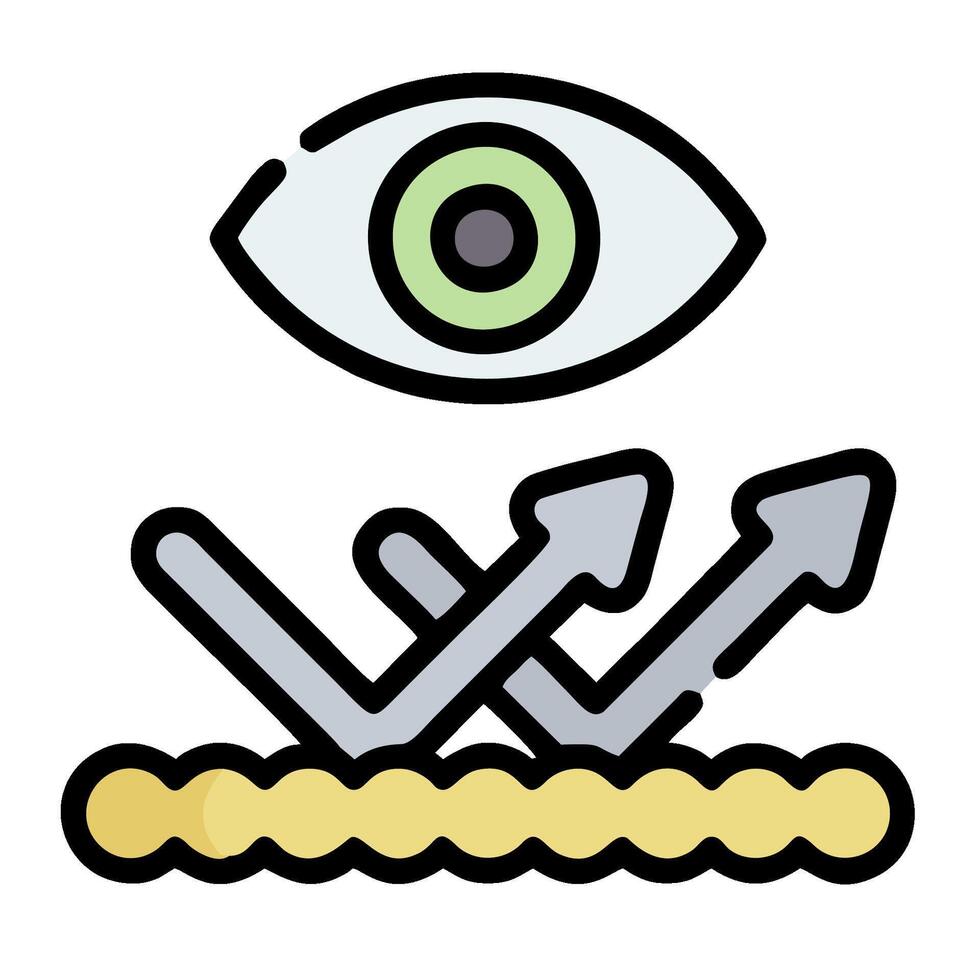 An eye and a pair of arrows on a white background vector