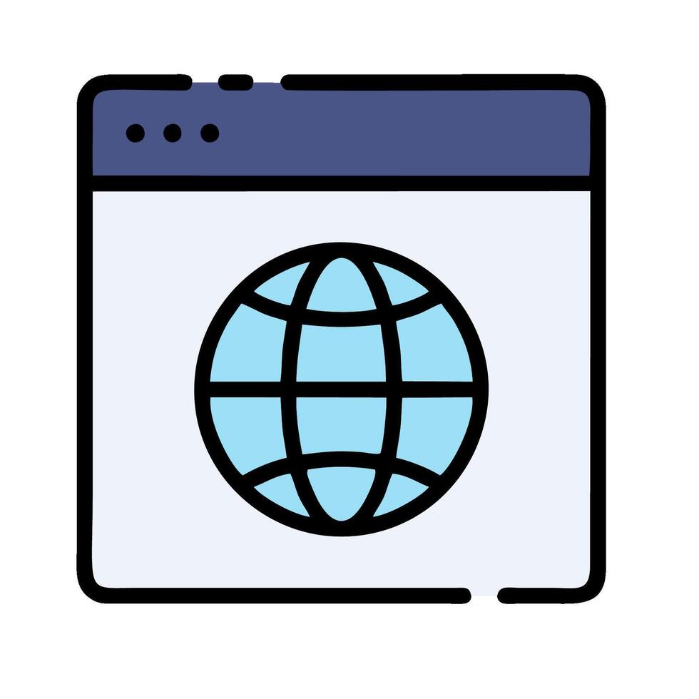 Web browser icon with globe vector