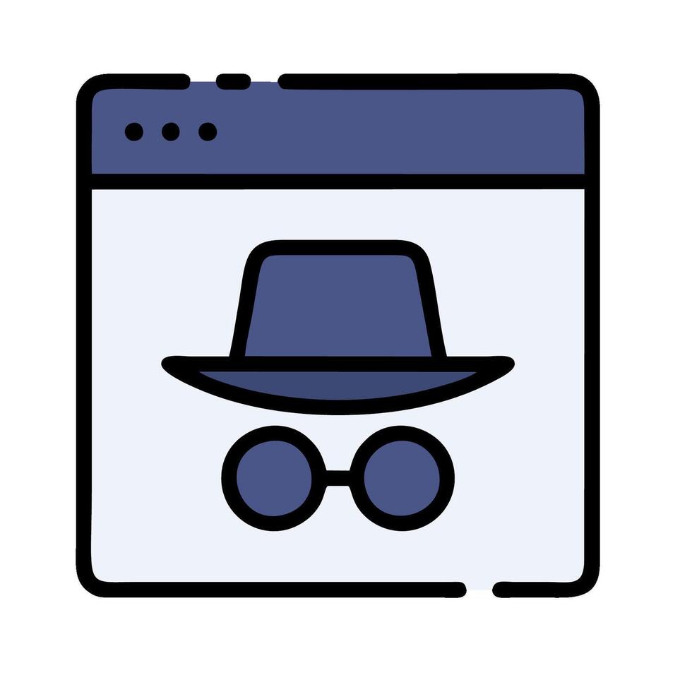 A hat and glasses icon on a computer screen vector