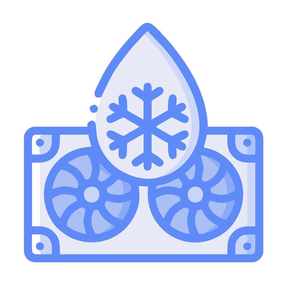 A blue icon of a fan and a snowflake vector