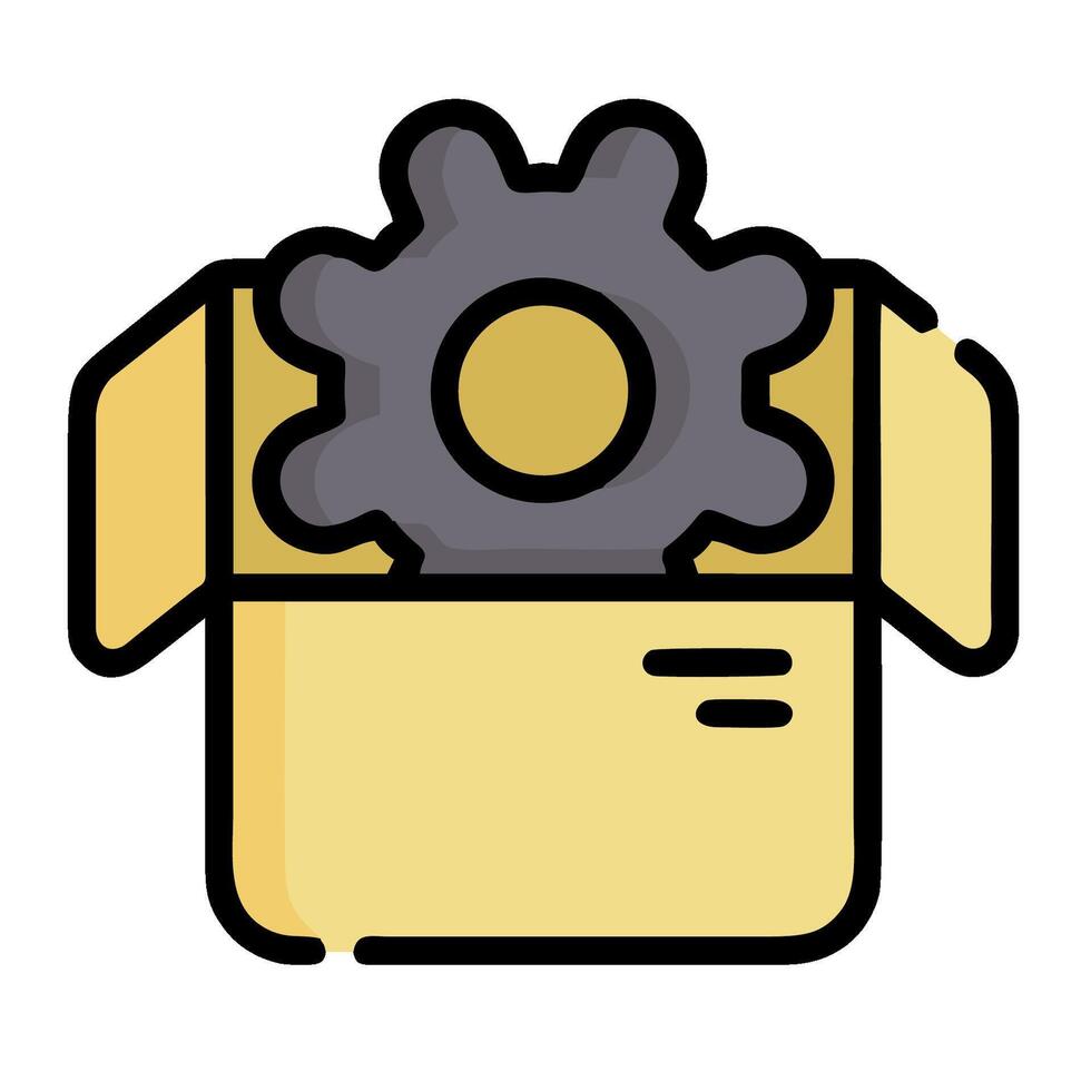 A yellow box with a gear inside it vector