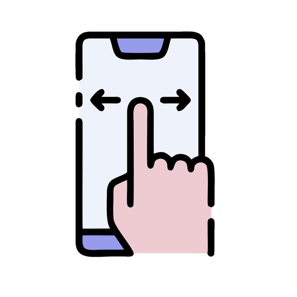 A hand pointing to a phone with a finger on it vector