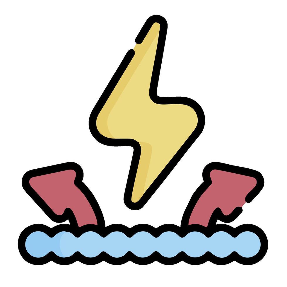 A lightning bolt with a red arrow pointing to it vector