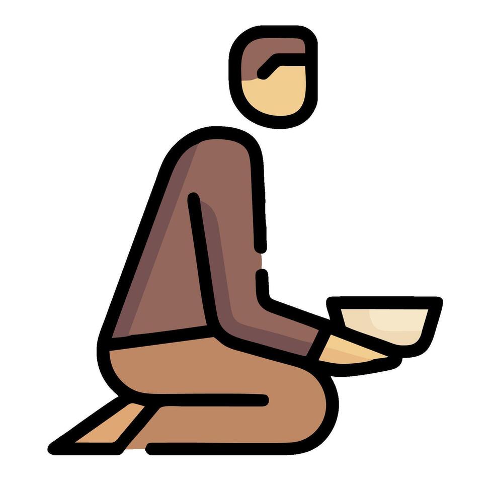 A man is kneeling down and holding a bowl vector
