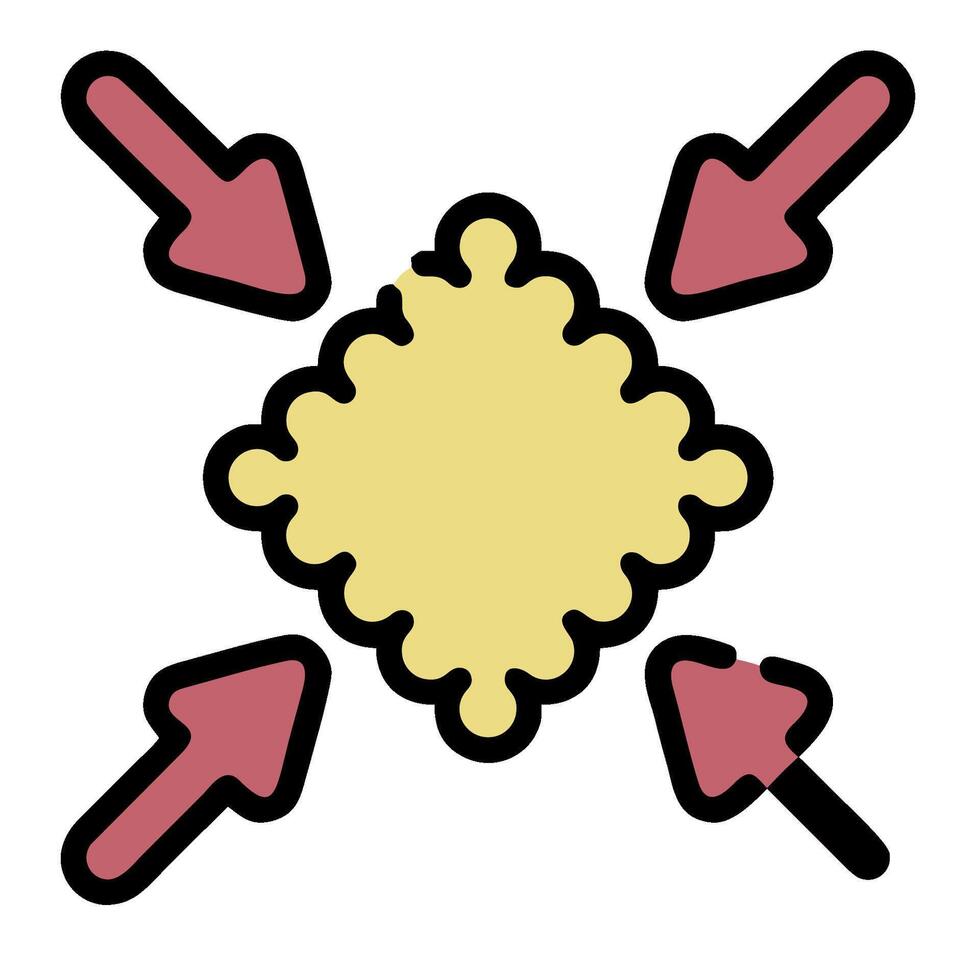 A yellow and pink square with arrows pointing to it vector