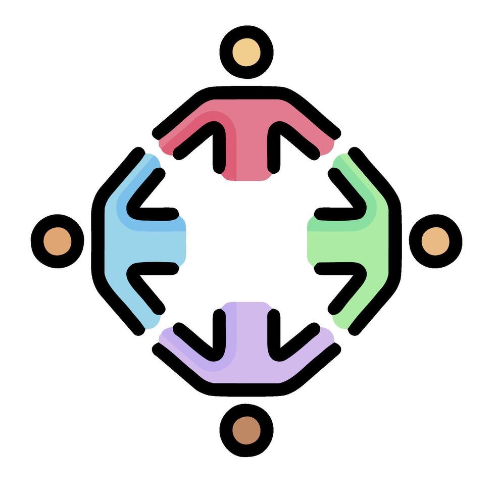People holding hands in a circle with a white background vector