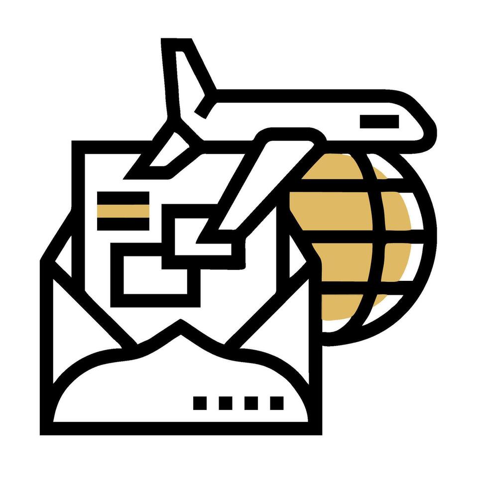 A plane and envelope with a globe on it vector