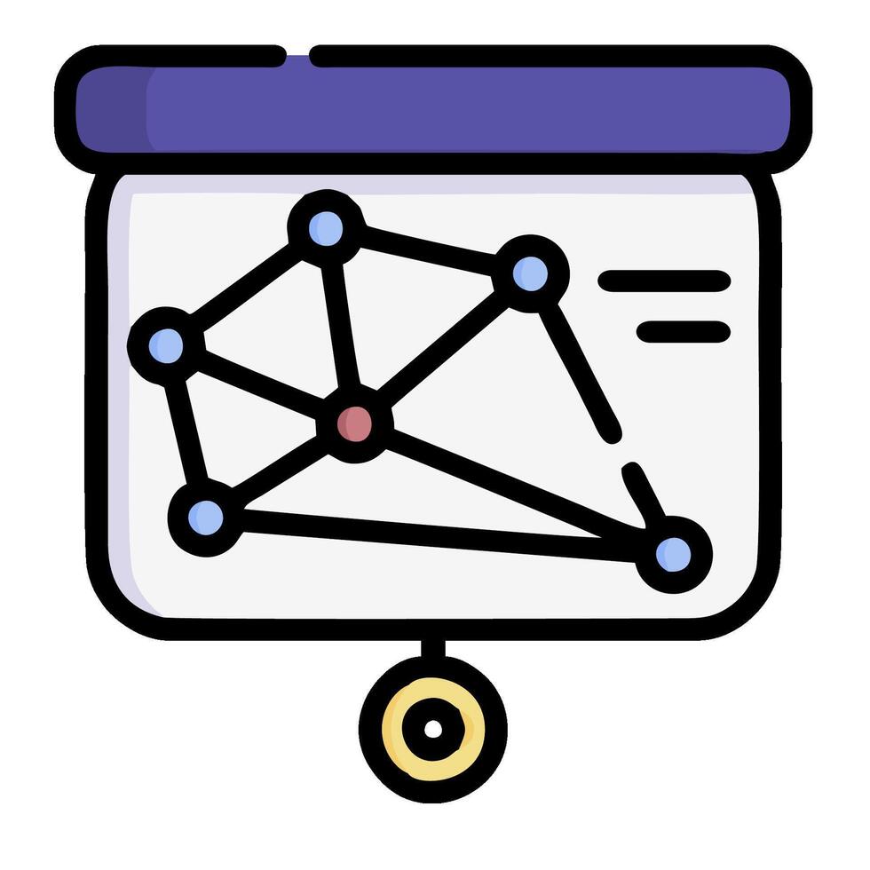 A white board with a diagram of a network vector