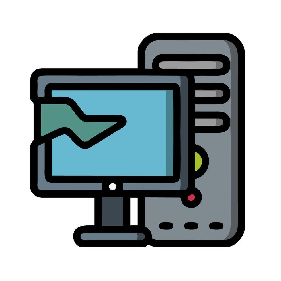 computadora monitor con un verde flecha señalando a eso vector
