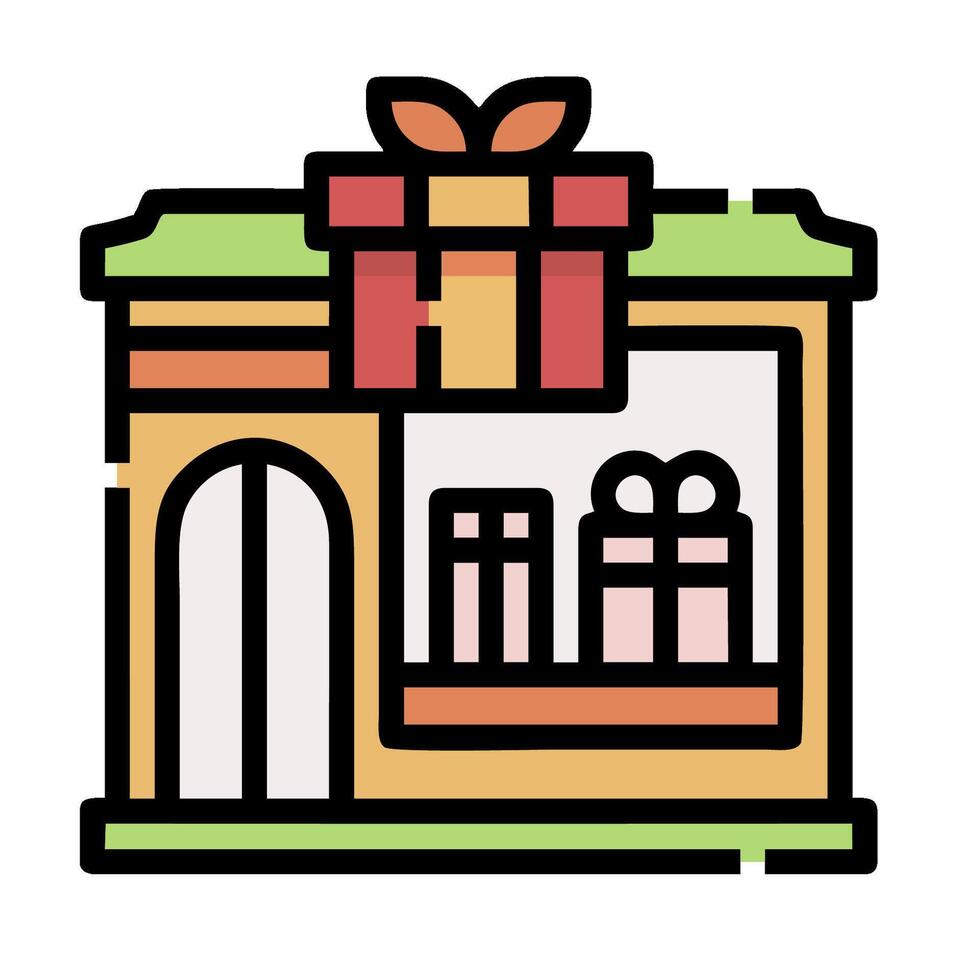 A gift shop with a red bow on top vector
