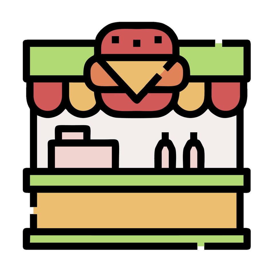 A hamburger stand with a sign on it vector