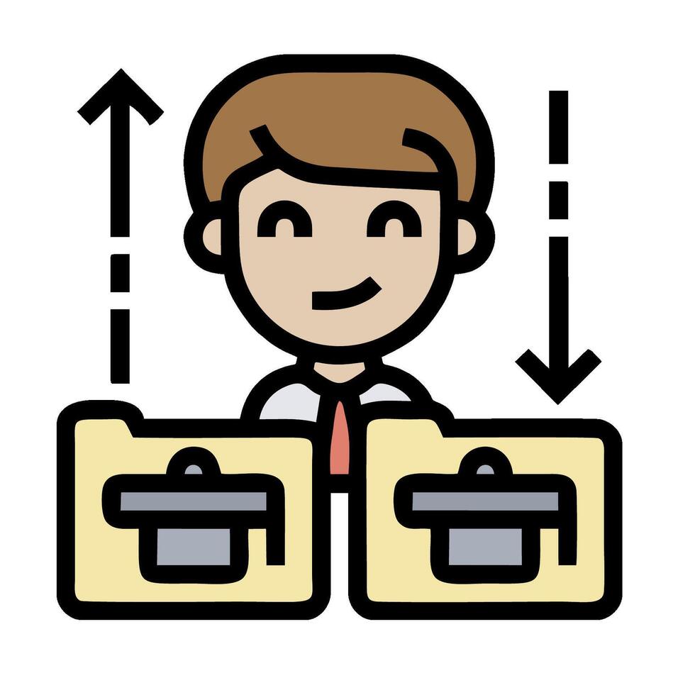 A cartoon man with a folder and a folder icon vector