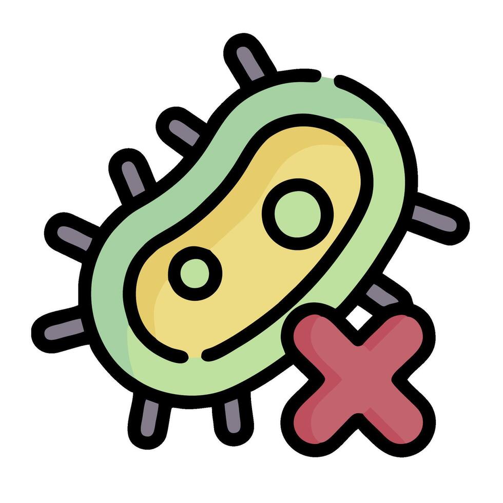 A cartoon image of a virus with a red cross vector
