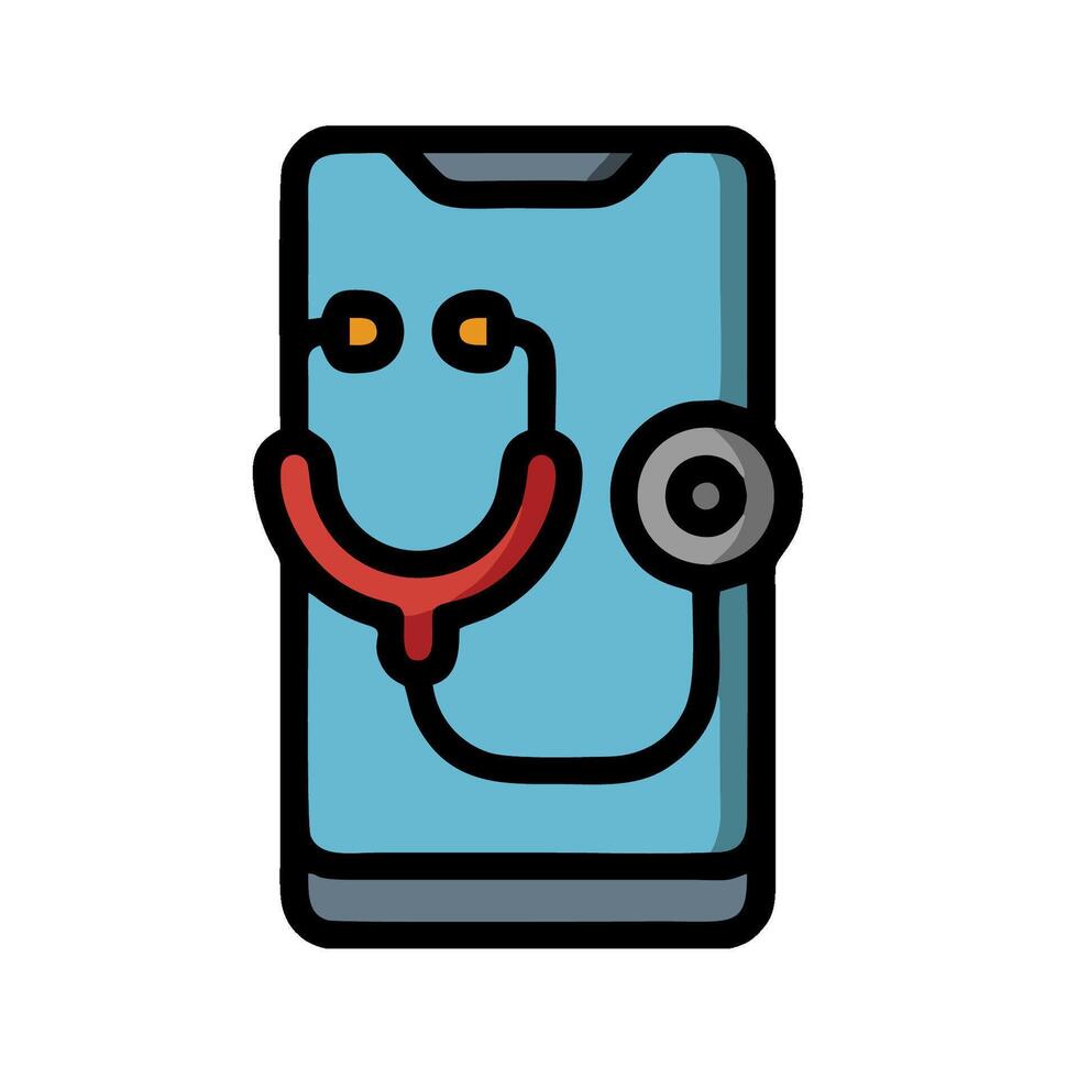 A phone with a stethoscope on it vector