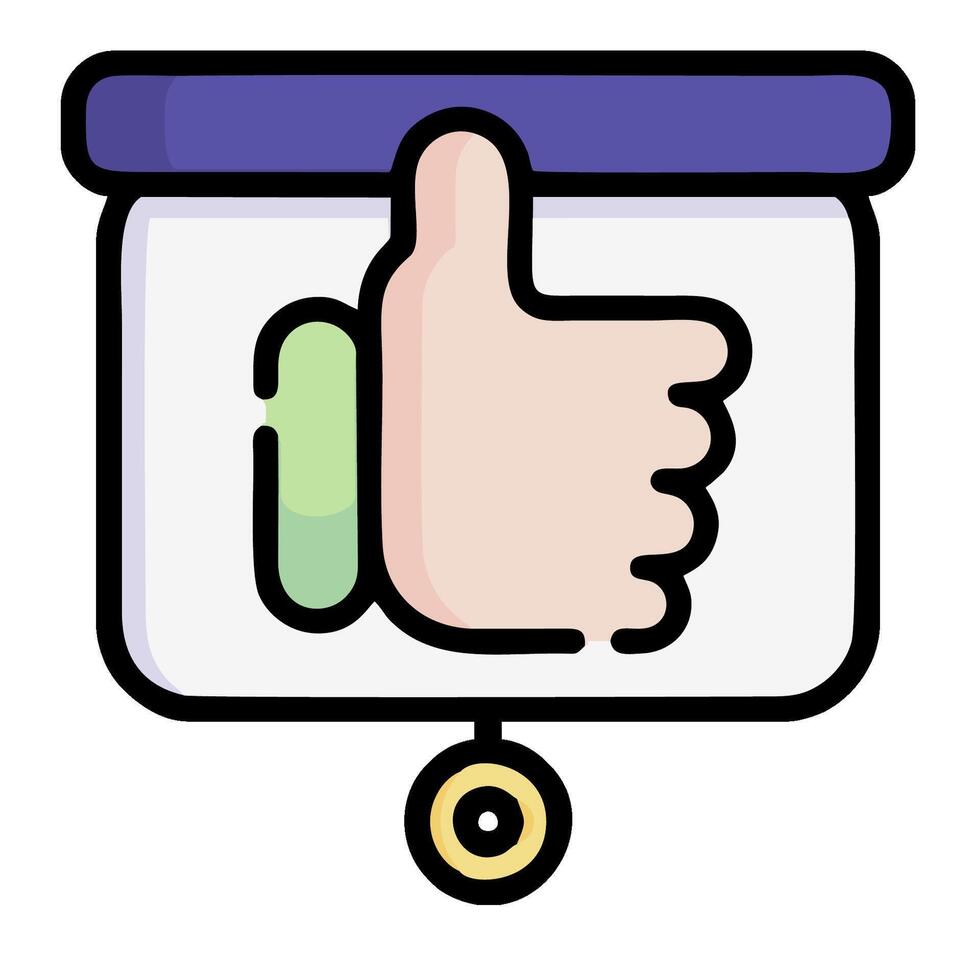 A thumbs up icon with a hand holding a clock vector