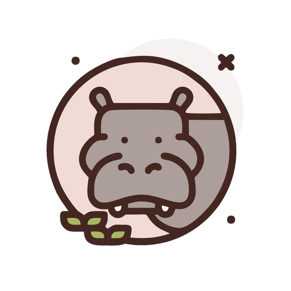 A hippo in a circle with a green leaf vector