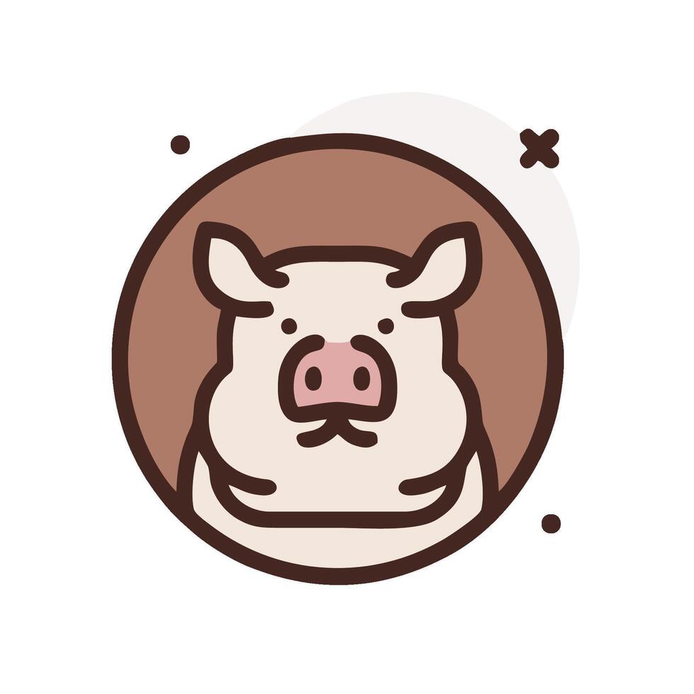 A pig head icon in a circle vector
