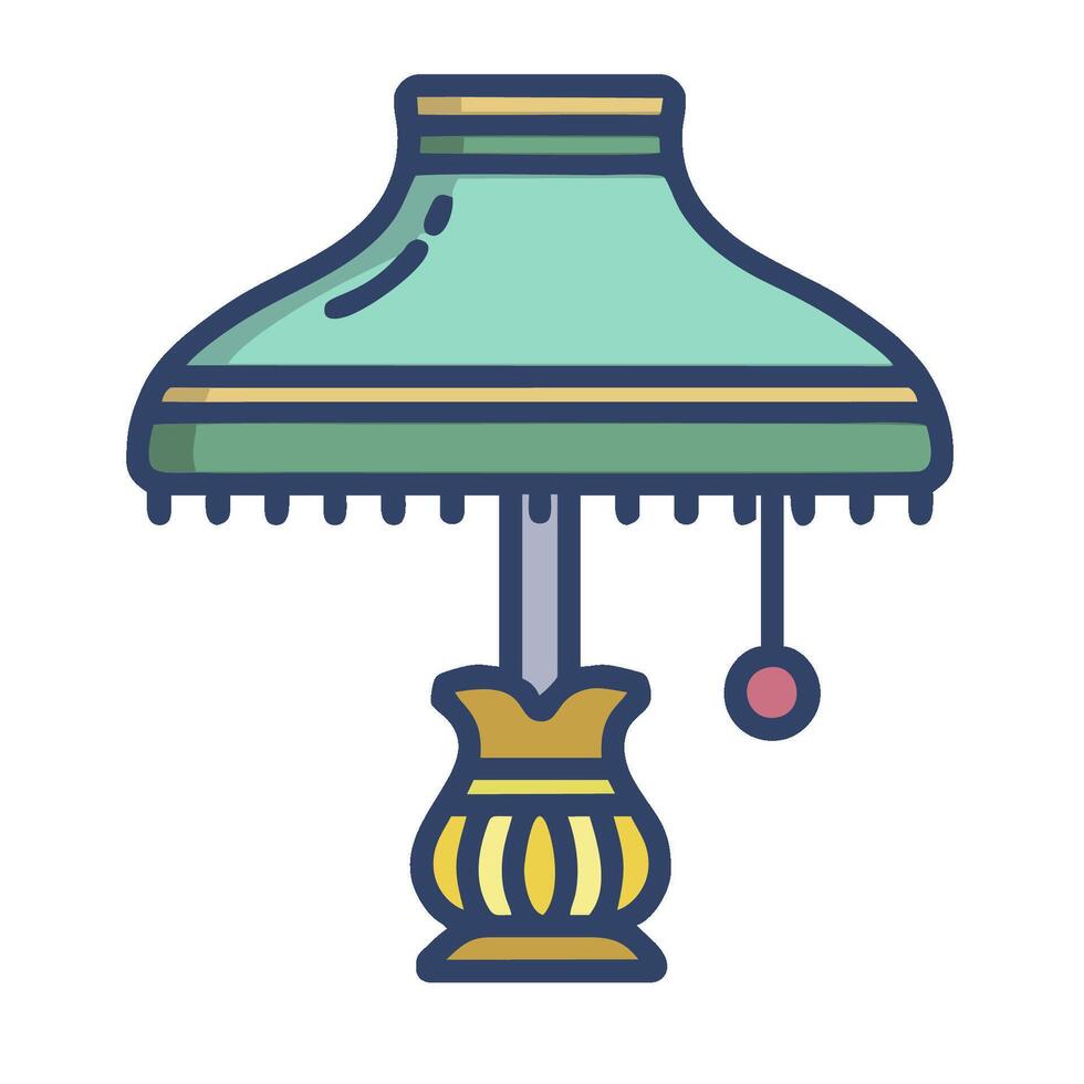 A lamp with a green shade and a yellow base vector