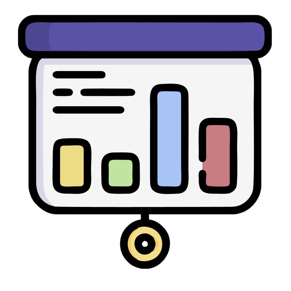 A whiteboard with a bar chart on it vector