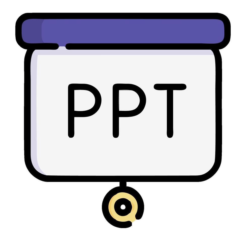 A white and blue sign with the word ppt vector