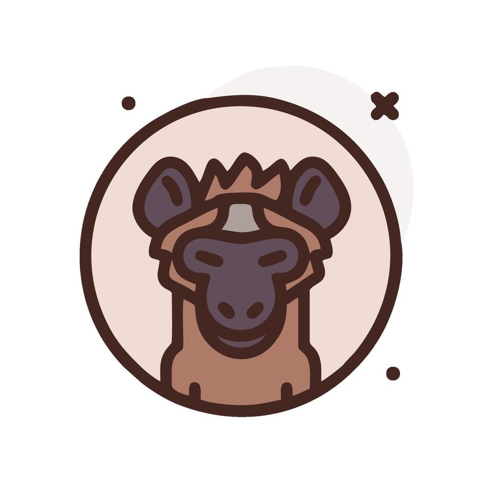 A cartoon animal head in a circle with a star in the middle vector