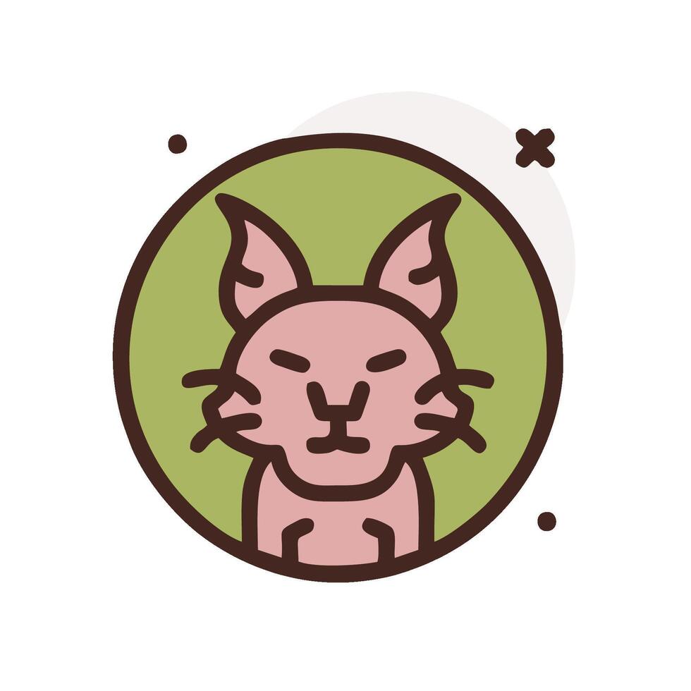 A pink cat in a round with a green background vector
