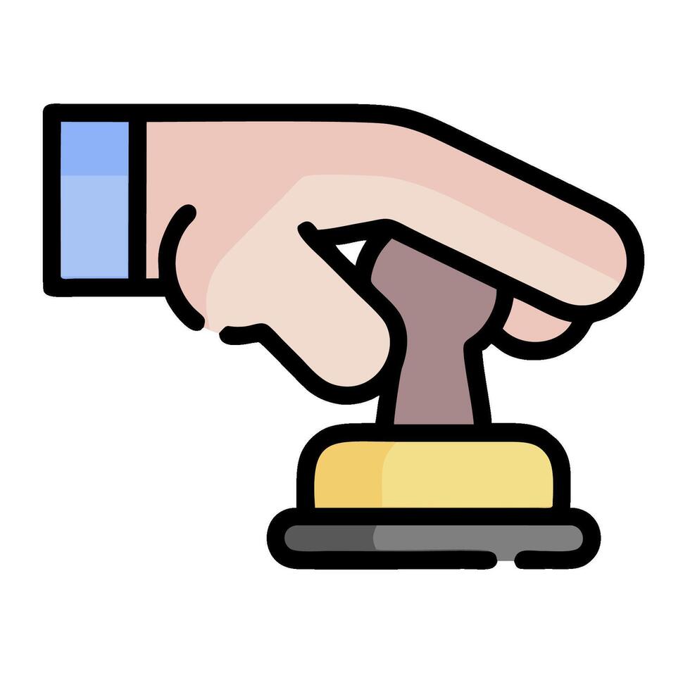 A hand pushing a button on a door vector