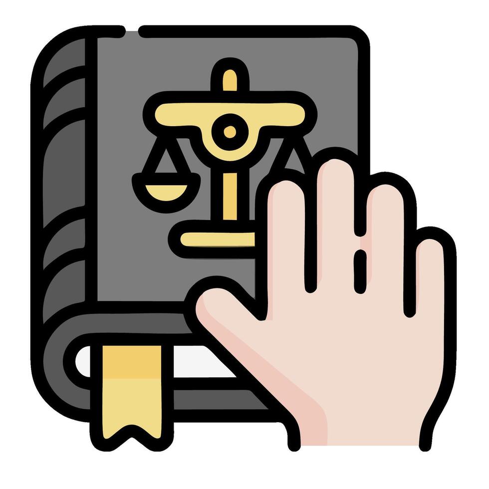 Hand holding a book with scales of justice icon vector
