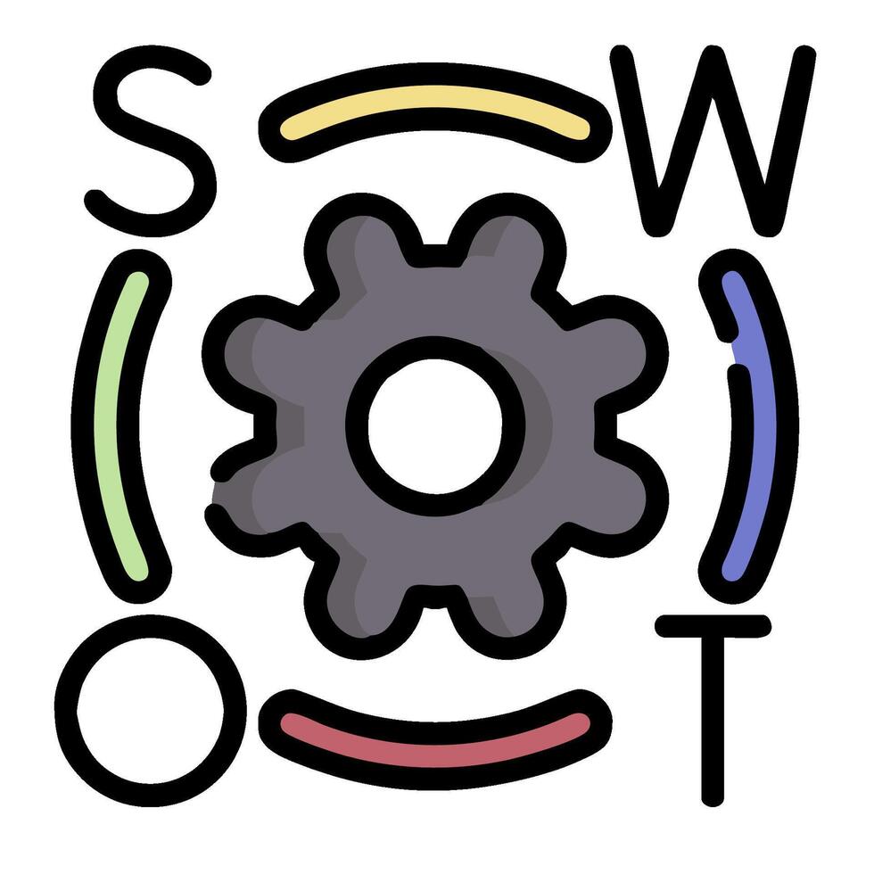 Swot logo with gears and a circle vector