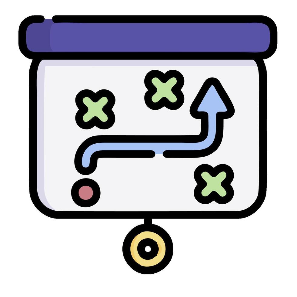 A white board with a bunch of arrows and a clock vector