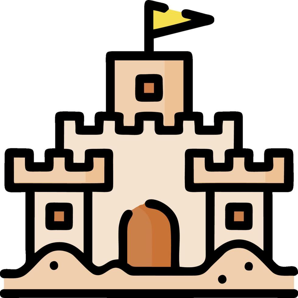 A sand castle with a flag on top vector