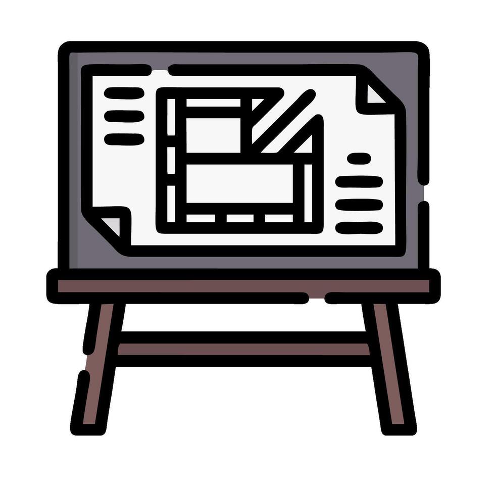 A black and white drawing on a white easel vector